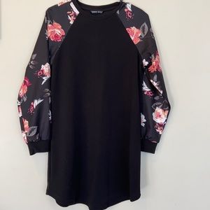 Black dress, with pretty floral sleeves